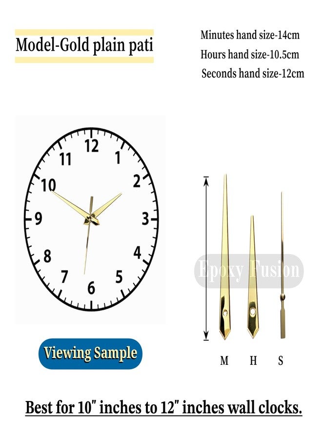 Epoxy Fusion Wall Clock Silent Movement with Numbers & Hands | Numerical Analog Clock Mechanism | Metal Hands & Numbers | DIY Clock Mechanism Kit | Gold Plain Pati Set of 1 - Image 5